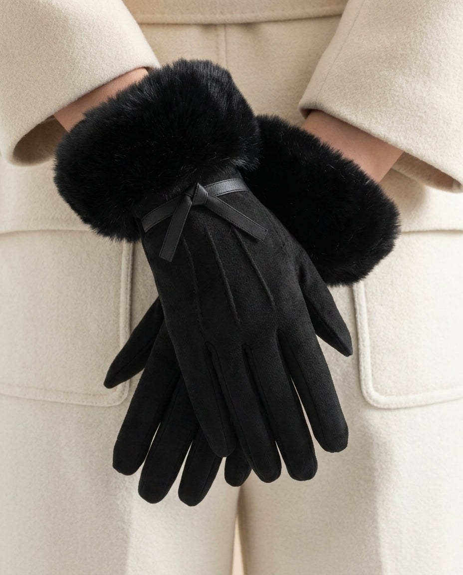 Fenella Suede Fur Gloves for Winter