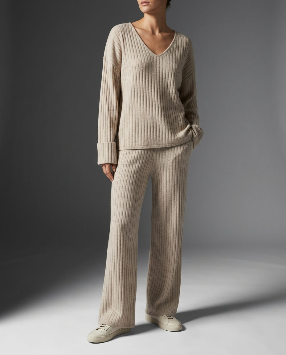 Lara Cozy Ribbed V-Neck Lounge Set