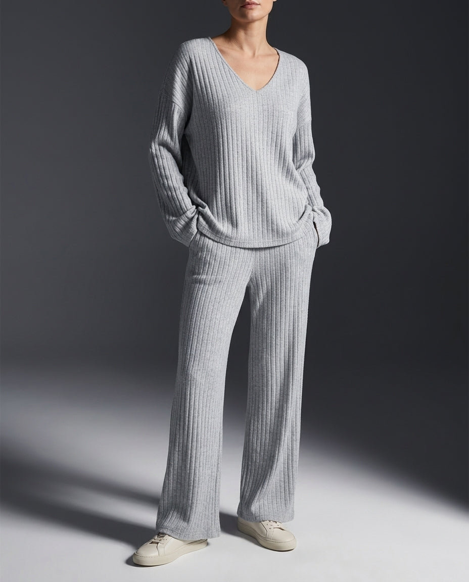 Lara Cozy Ribbed V-Neck Lounge Set