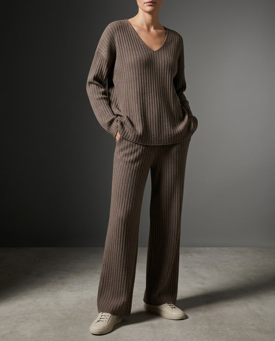 Lara Cozy Ribbed V-Neck Lounge Set