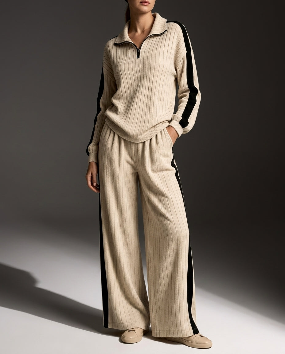 Sloane Ribbed Quarter-Zip Lounge Set