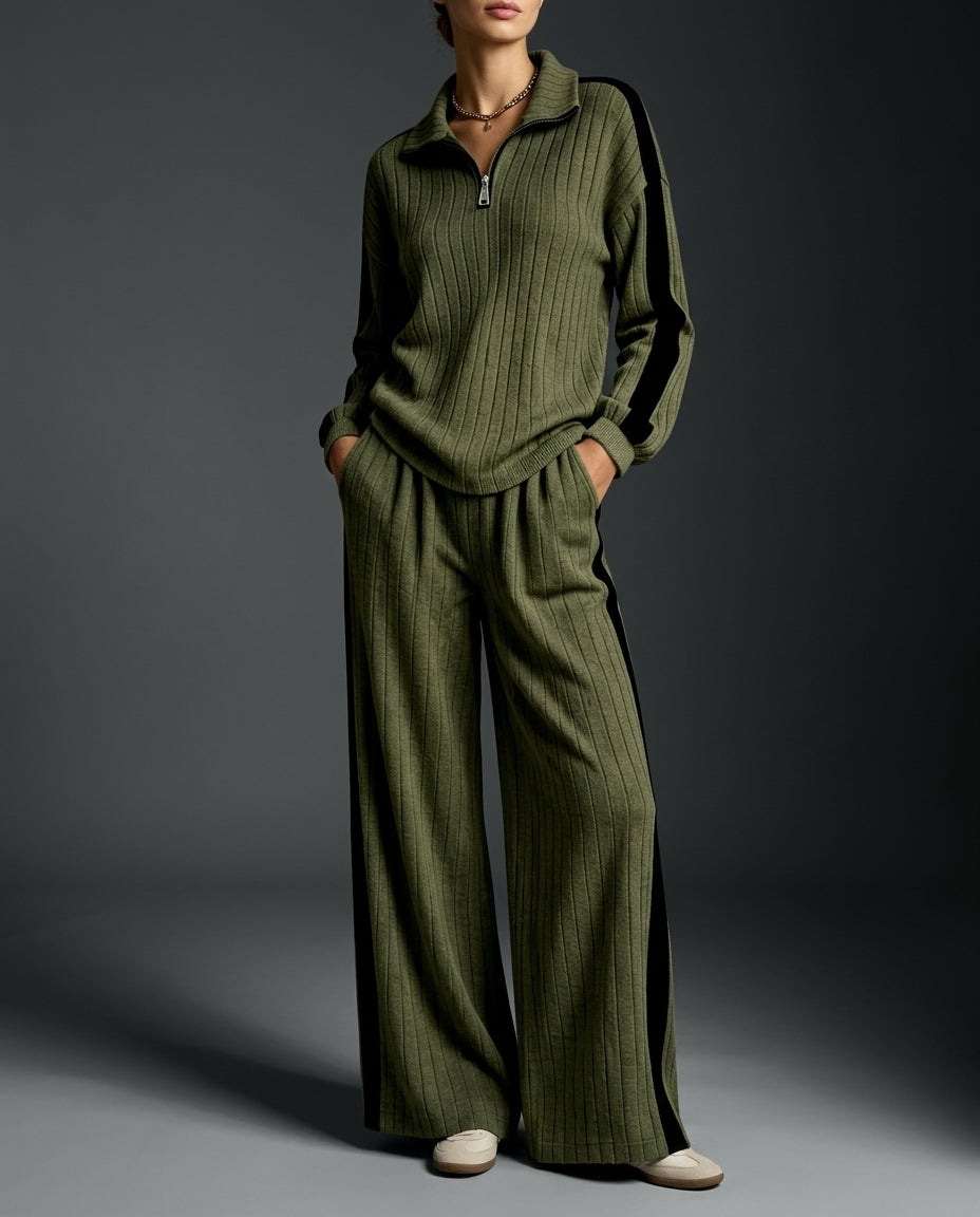 Sloane Ribbed Quarter-Zip Lounge Set