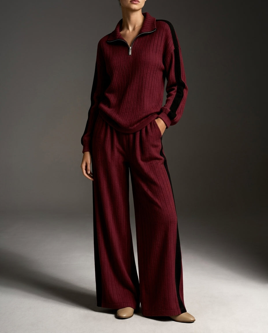 Sloane Ribbed Quarter-Zip Lounge Set