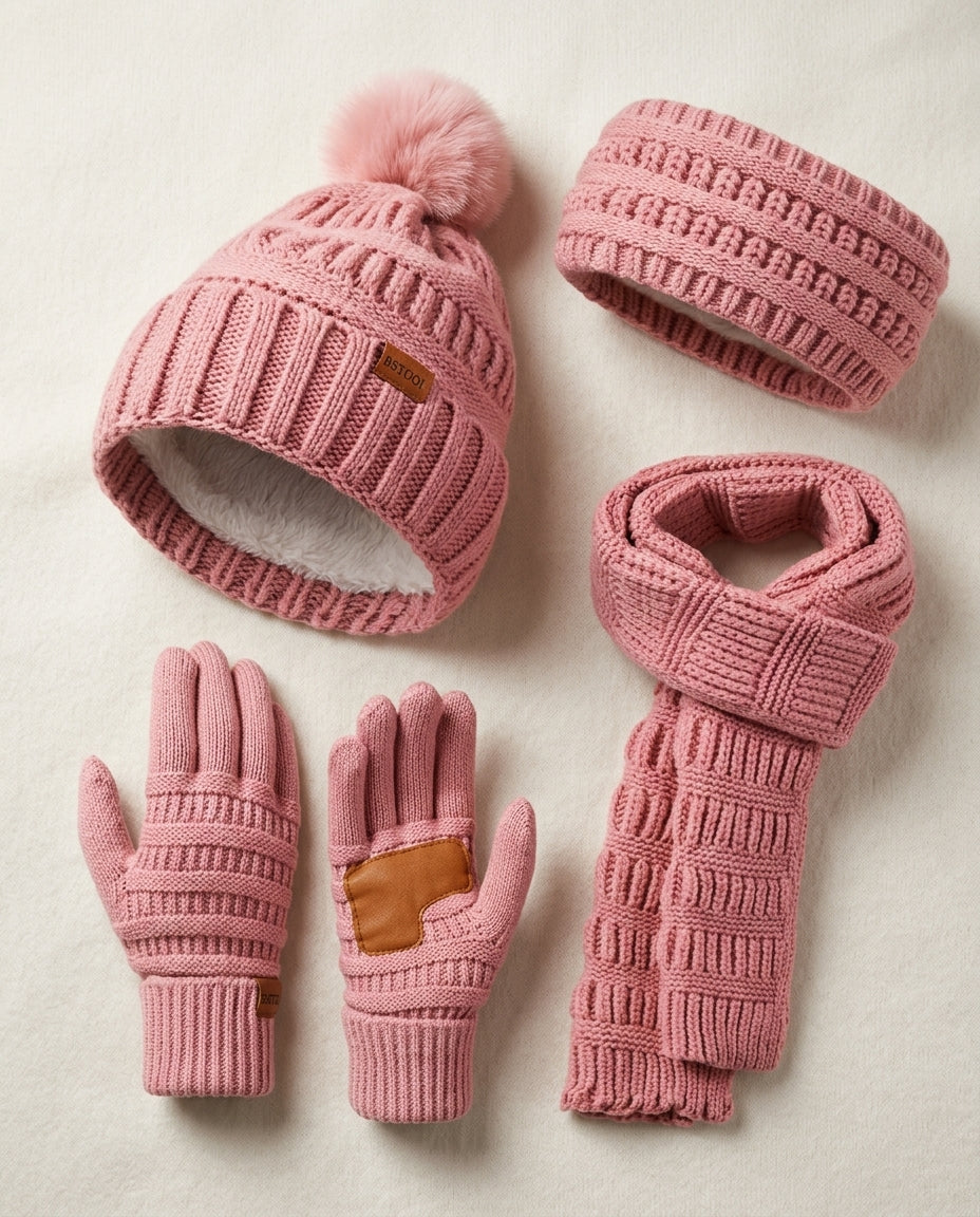 Vienna Knit Hat Scarf Neck Warmer Gloves Set for Winter