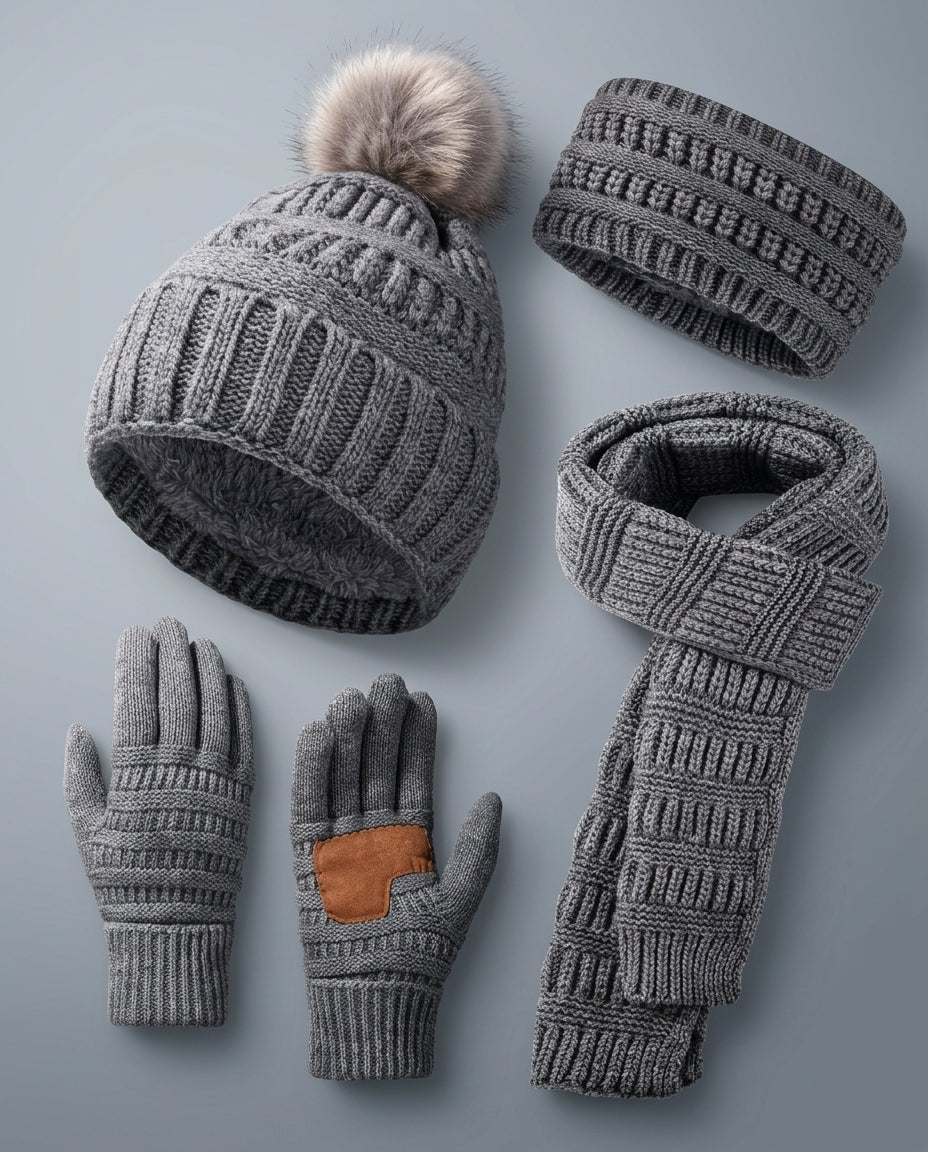 Vienna Knit Hat Scarf Neck Warmer Gloves Set for Winter