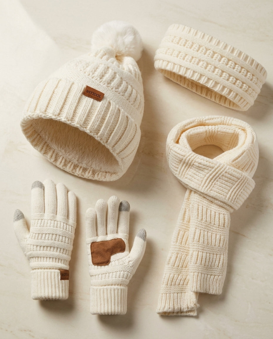 Vienna Knit Hat Scarf Neck Warmer Gloves Set for Winter