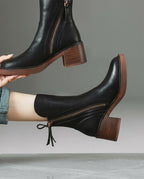 Valerie Leather Block Heel Ankle Boot