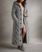 Lily Longline Cable Hooded Cardigan for Women