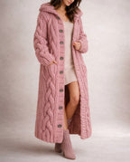 Lily Longline Cable Hooded Cardigan for Women