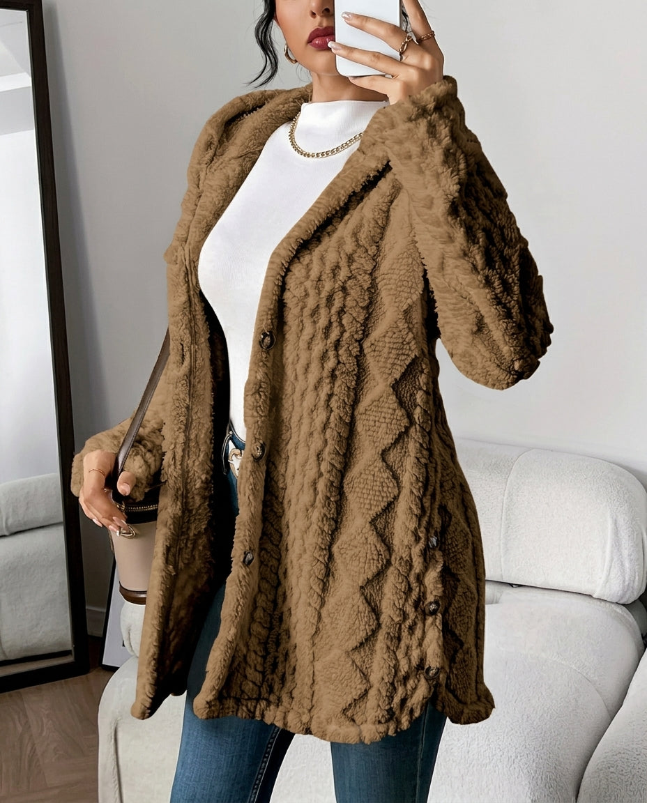 Adriana Fuzzy Cable Cardigan Sweater for Women