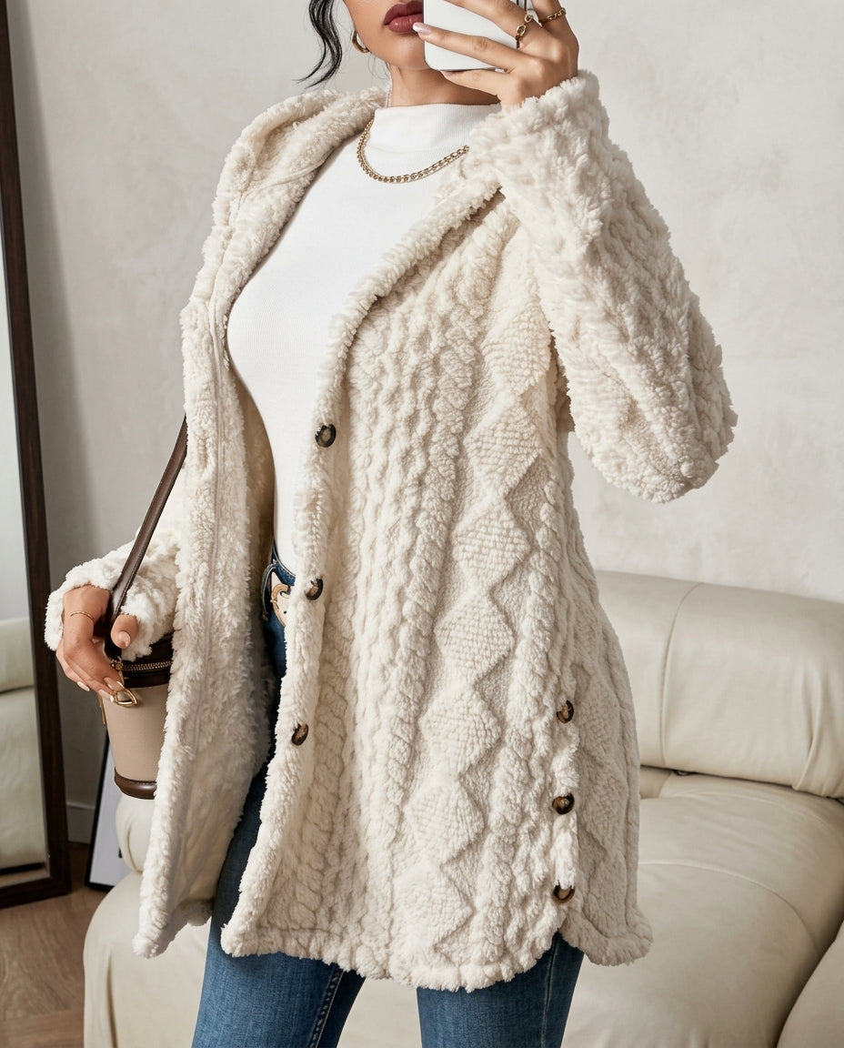 Adriana Fuzzy Cable Cardigan Sweater for Women