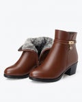 Felicity Fur Lined Block Heel Ankle Booties for Women