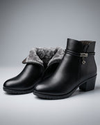 Felicity Fur Lined Block Heel Ankle Booties for Women
