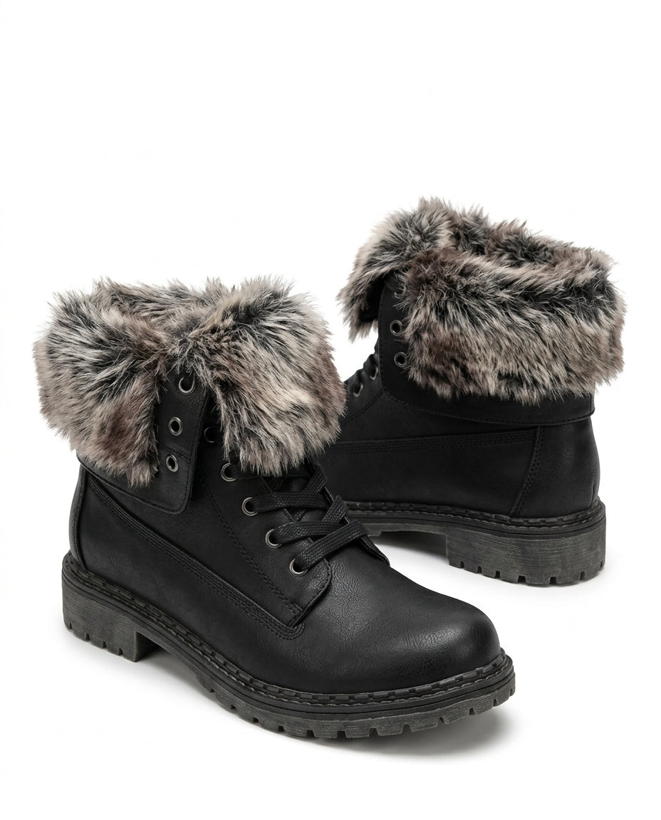 Frea Fur Lug Sole Winter Ankle Boots for Women