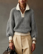 Elma Elegant Quarter-Zip Pullover Sweater for Women