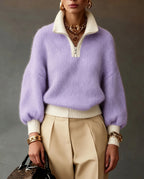 Elma Elegant Quarter-Zip Pullover Sweater for Women