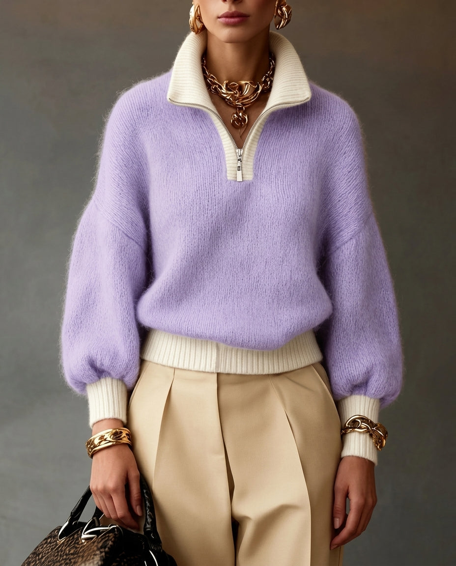 Elma Elegant Quarter-Zip Pullover Sweater for Women