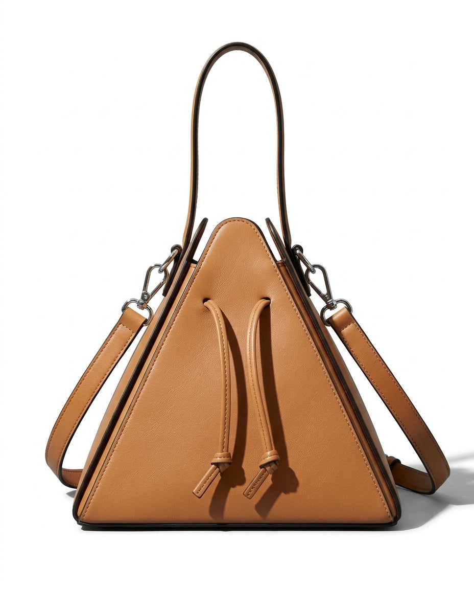 Geometric Pyramid Leather Crossbody Bag for Women