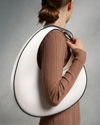 Curved Half-Moon Leather Shoulder Bag for Women