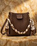Palmer Women's Woven Scarf Chain Bucket Bag