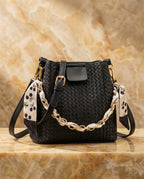 Palmer Women's Woven Scarf Chain Bucket Bag