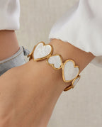 Adeline Women's Enamel Heart Cuff Bracelet