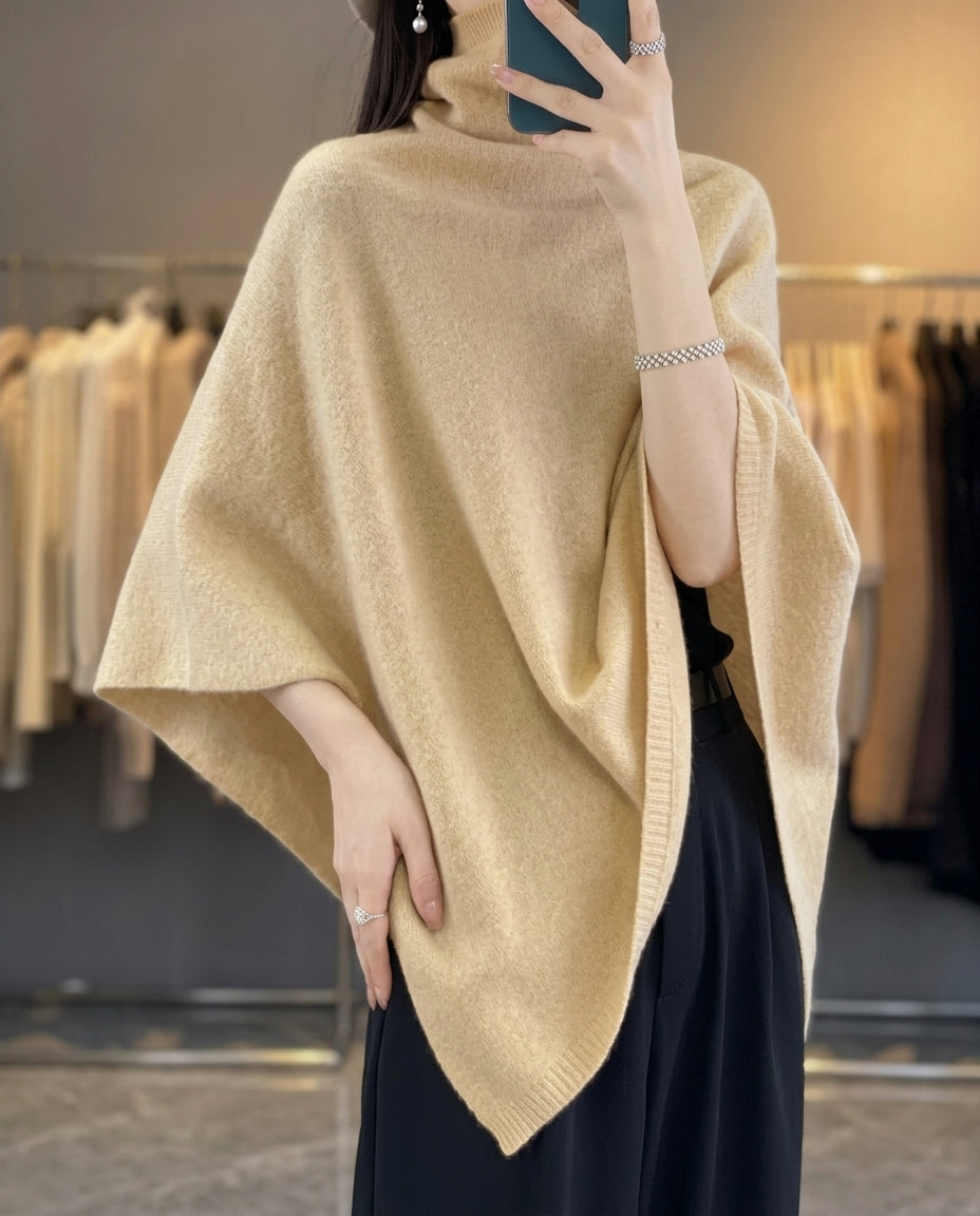 Arden Women's Merino Wool Turtleneck Poncho