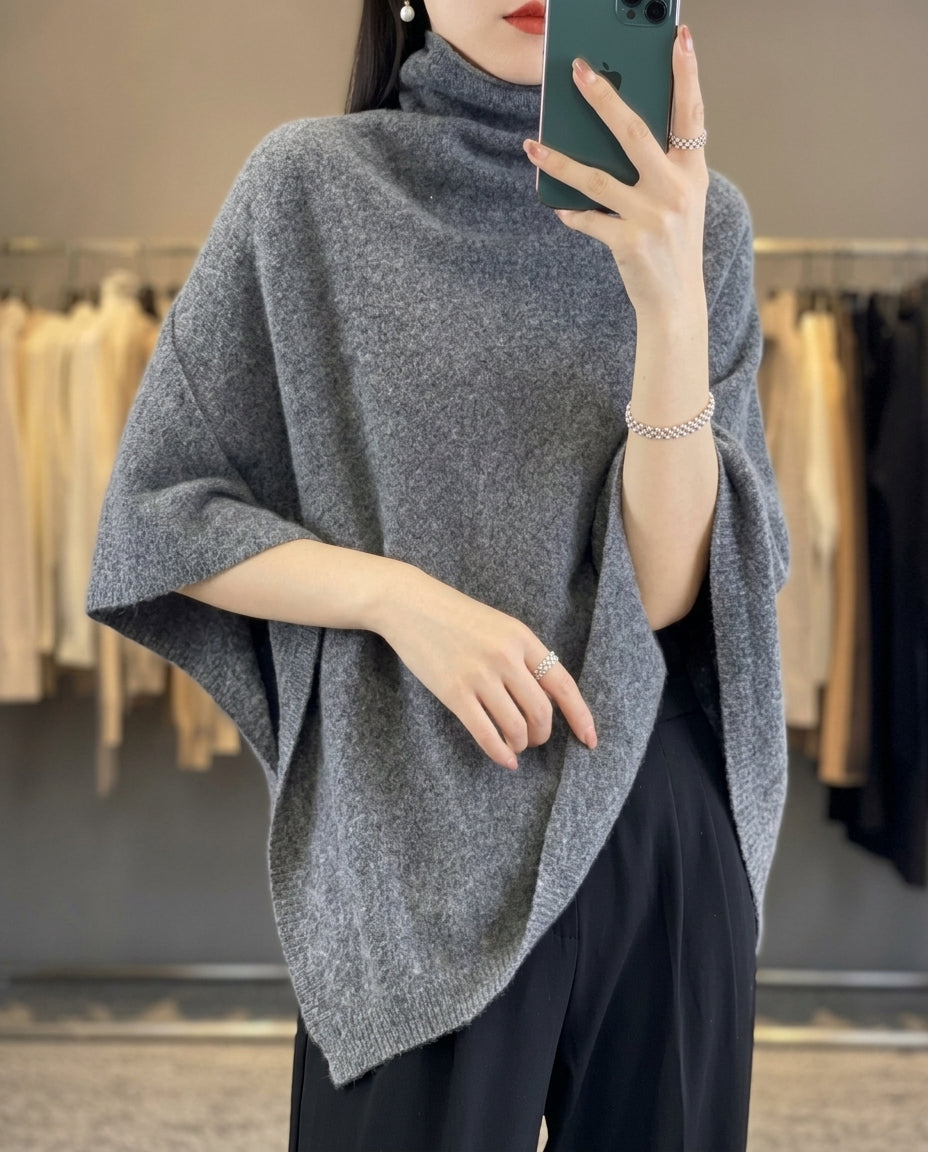Arden Women's Merino Wool Turtleneck Poncho