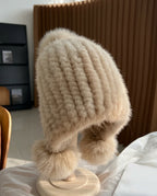 Kensington Women's Mink Fur Pom Pom Winter Hat