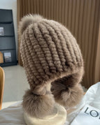 Kensington Women's Mink Fur Pom Pom Winter Hat