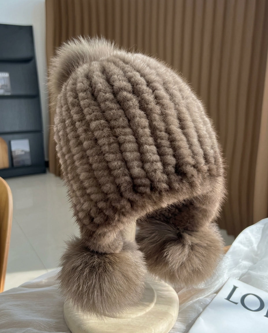 Kensington Women's Mink Fur Pom Pom Winter Hat