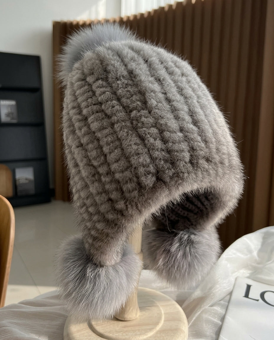 Kensington Women's Mink Fur Pom Pom Winter Hat