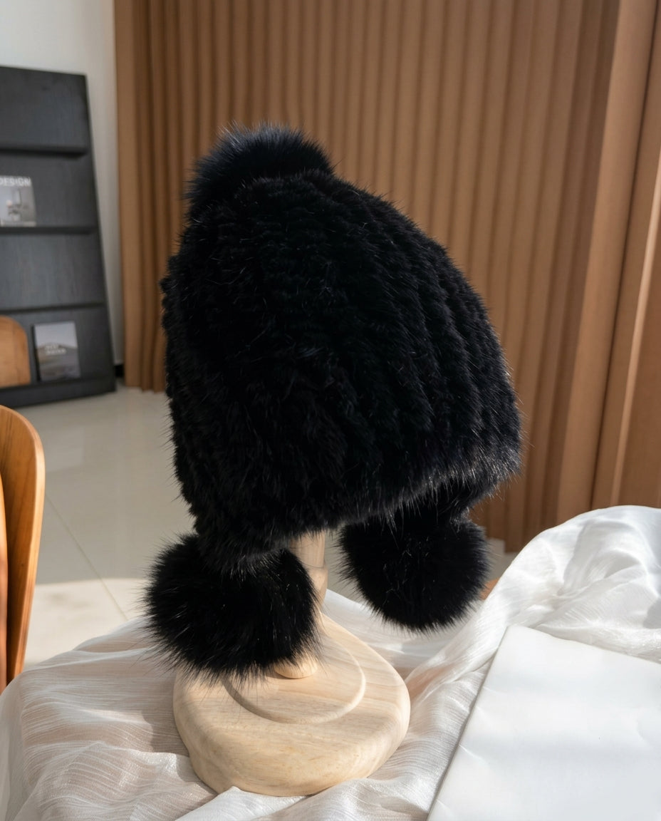 Kensington Women's Mink Fur Pom Pom Winter Hat