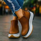 Tia Leather Platform Ankle Boots with Chunky Sole
