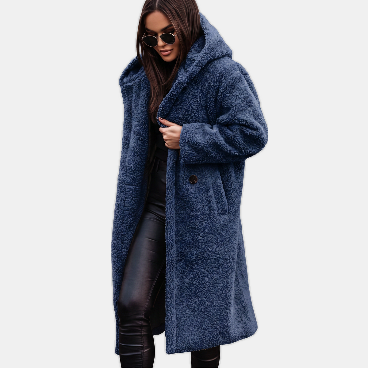 Rosa Stylish Long Teddy Hooded Winter Coat