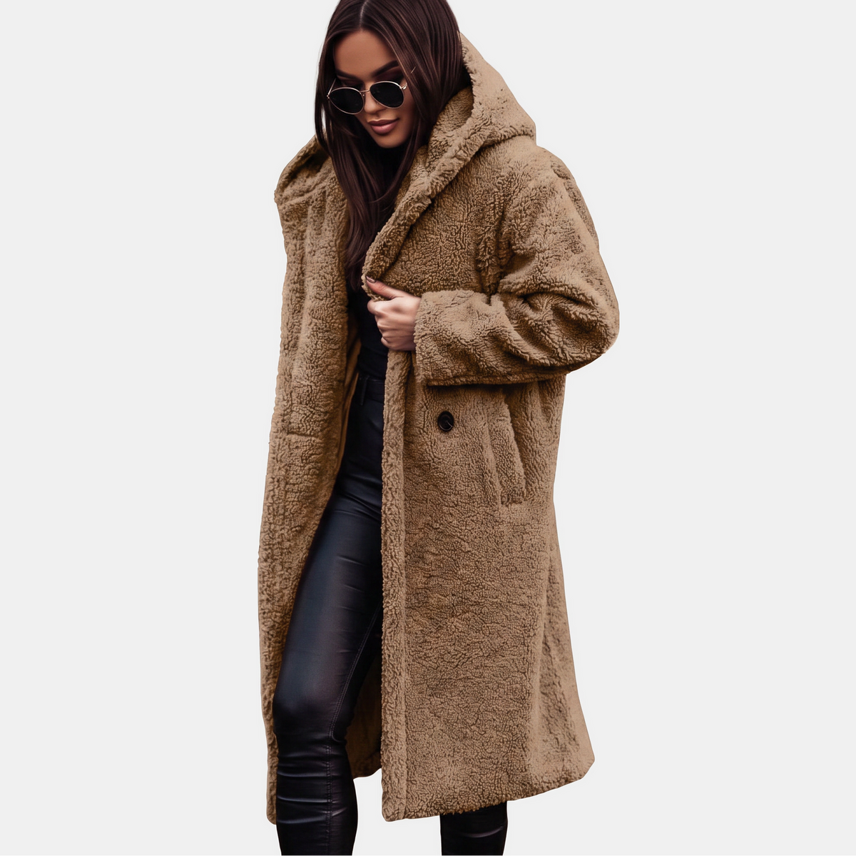 Rosa Stylish Long Teddy Hooded Winter Coat