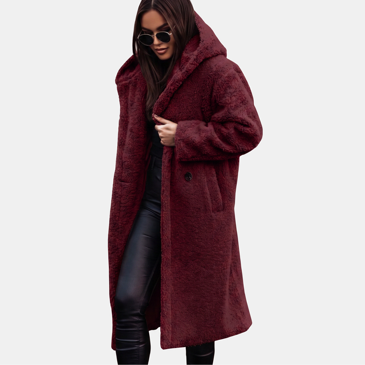 Rosa Stylish Long Teddy Hooded Winter Coat
