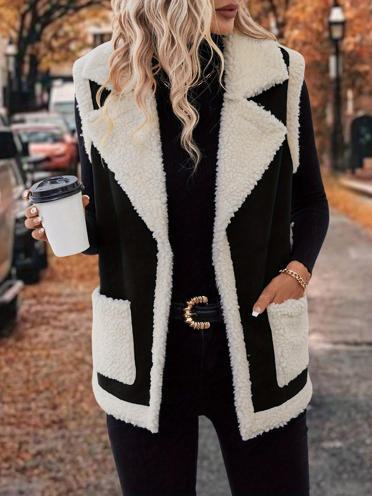Mila Shearling-Trimmed Suede Vest for Fall