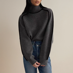Contrast-Trim Chainette Cashmere Turtleneck Sweater