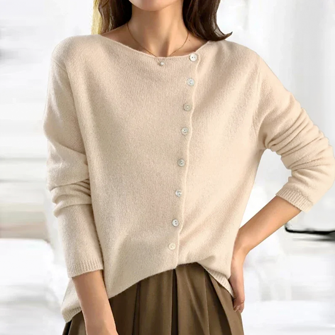 Sara Stylish Asymmetrical Button-Down Cardigan Sweater