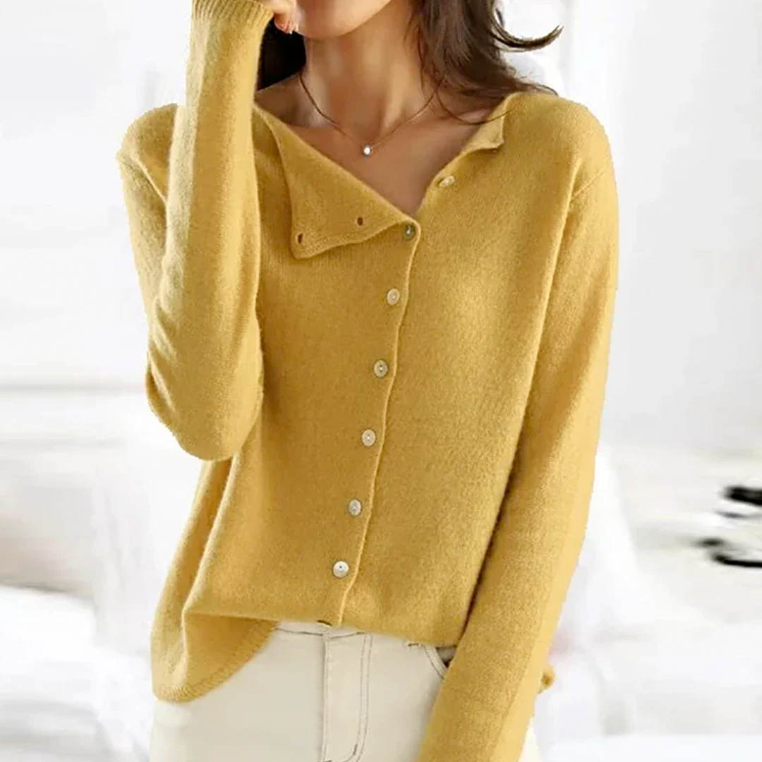 Sara Stylish Asymmetrical Button-Down Cardigan Sweater
