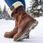 Lia Leather Fur-Lined Sherpa Winter Ankle Boots