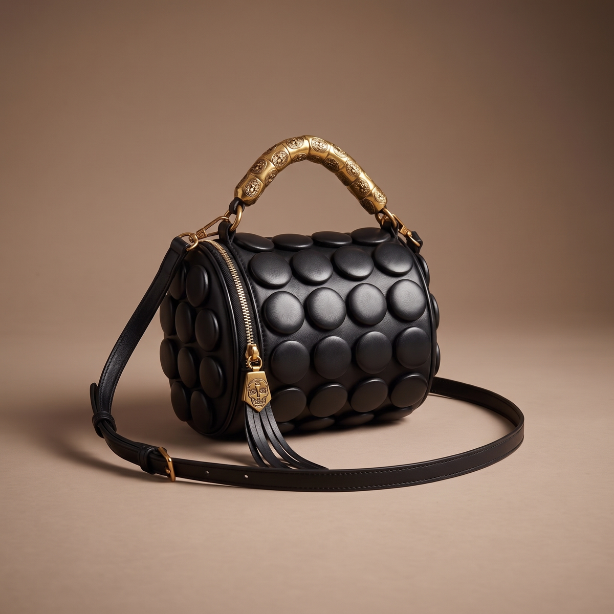Lola Textured Leather Circular Barrel Crossbody Bag