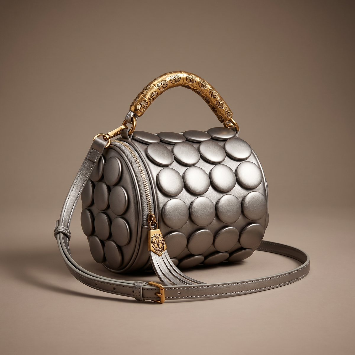 Lola Textured Leather Circular Barrel Crossbody Bag