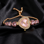 Heart-Shaped Crystal Bracelet Watch