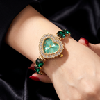 Heart-Shaped Crystal Bracelet Watch