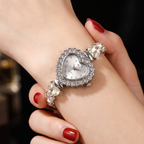 Heart-Shaped Crystal Bracelet Watch