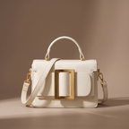 Sella Structured Glossy Leather Crossbody Bag