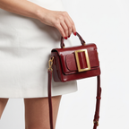 Sella Structured Glossy Leather Crossbody Bag