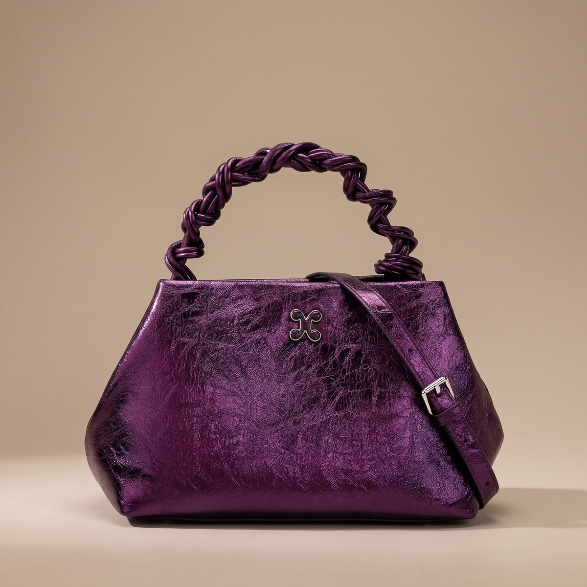 Mora Metallic Glossy Leather Designer Shoulder Bag
